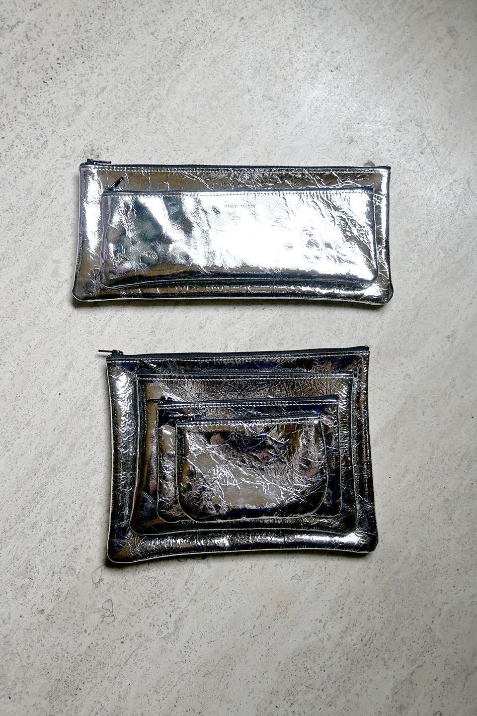 Zipper Pouches (Various Sizes) Metallic Silver