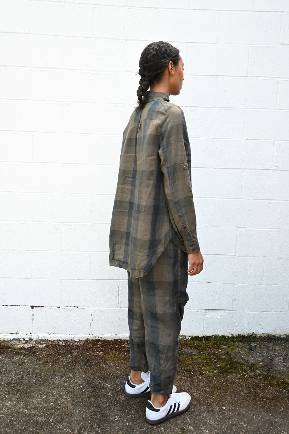 Plaid Asymmetrical Button Shirt