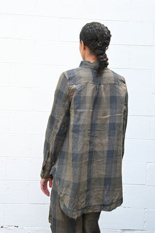 Plaid Asymmetrical Button Shirt