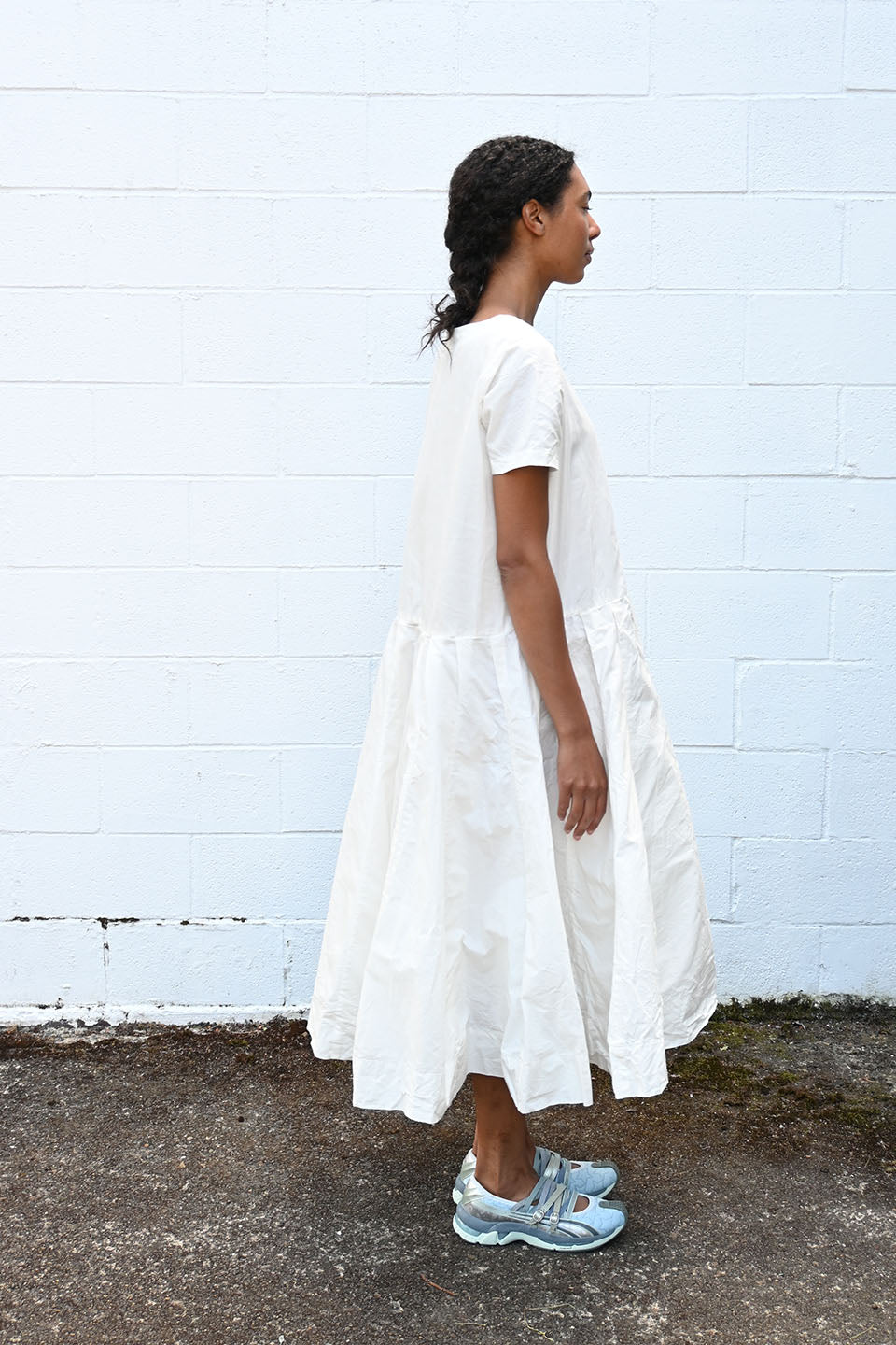 Ln Waxed Cotton Selfcheck White Dress