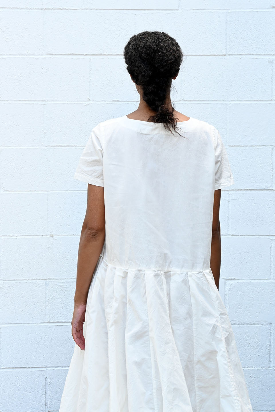 Ln Waxed Cotton Selfcheck White Dress