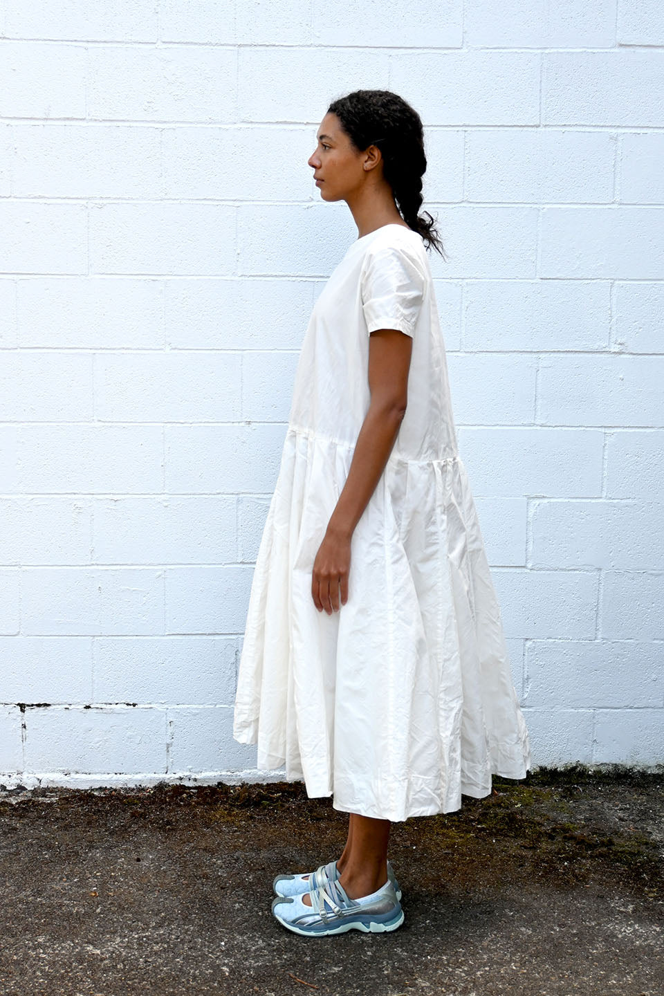 Ln Waxed Cotton Selfcheck White Dress