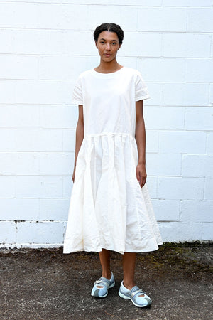 Ln Waxed Cotton Selfcheck White Dress