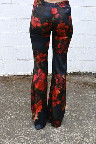 Printed Silk Flared Leggings