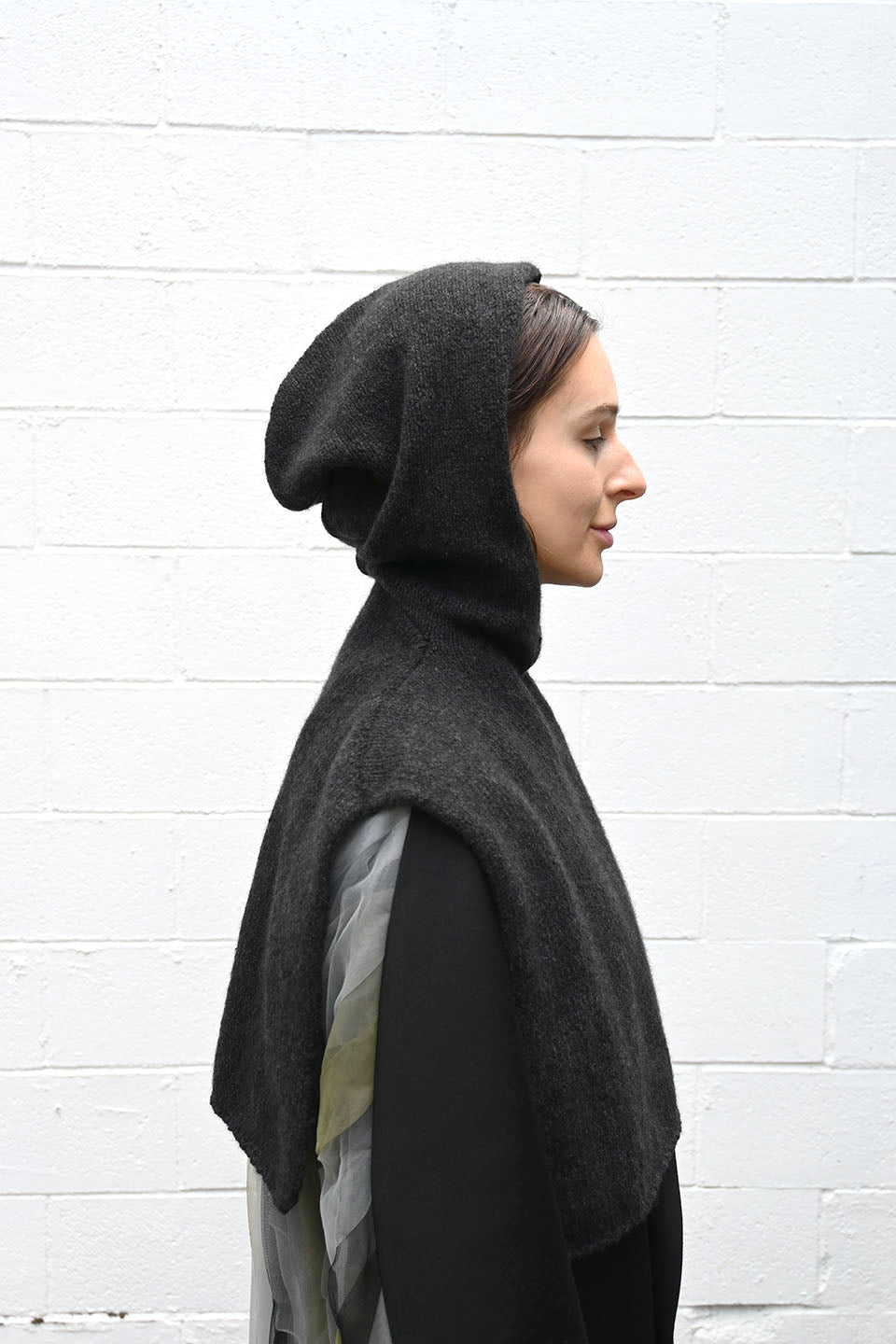 Cashmere Hooded Snood Charcoal