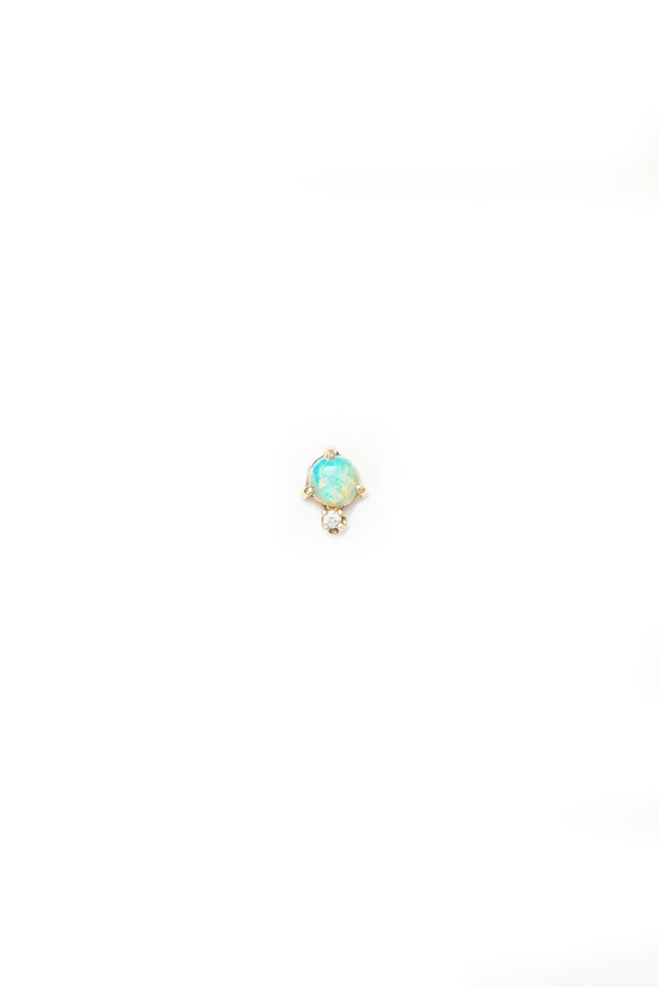 Large Opal Stud, White Diamond