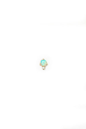 Large Opal Stud, White Diamond